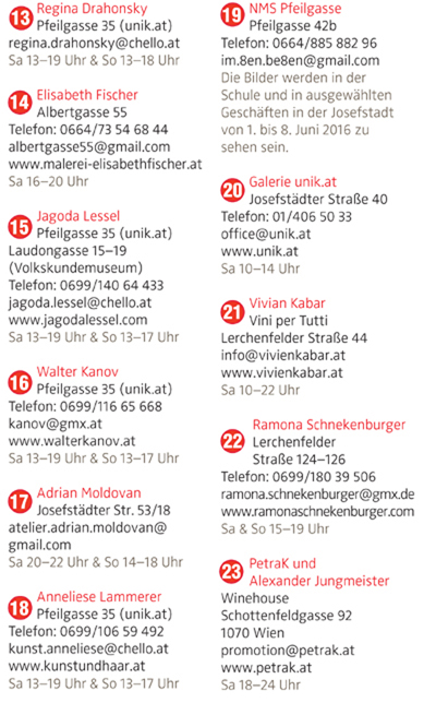 International Vienna Mietgalerie Josefstadt Stadtspionin Das Magazin für aktuelles Ausstellungsgeschehen Vernissage Kurier Freizeit Kultur Wochenende Kronen Zeitung oe24 Österreich Augustin Strawanzerin BZ Wiener Bezirkszeitung Josefstadt Tage der offenen Werkstätten achten herum A-List Wien Tourismus der Grazer Österreich Heute Zeitung Kunstplattform für moderne Kunst Kulturverein Galerie Sandpeck Wien zeitgenössische österreichische Kunst K
          ultur Wirtschaft Veranstaltungslokal Künstlerberatung Kunstkalender Kunsthandwerksmarkt Veranstaltungsprogramm Pop-up-Store Florianigasse Josefstädter 1080 kaufen mieten Werkpräsentation Ausstellung bildende gestaltende KünstlerInnen GrafikerInnen FotografInnen KunsthandwerkerInnen angewandten Gebrauchskunst DesignerInnen ErwachsenenbildnerInnen KursleiterInnen TrainerInnen Menschen Fachwissen Kompetenzen Wissen Können interessierten Menschen AutorInnen LiteratInnen DichterInnen LyrikerInnen SchriftstellerInnen JournalistInnen MusikerInnen AlleinunterhalterInnen Ausstellungsräume Kursräume Seminarraum geschlossene Veranstaltungen Mietraum Fest privater Rahmen Übungsraum MusikerInnen Treffpunkt regelmäßige Gruppen Trainingsgruppe Kunstwerke Kunstmarkt Mietkunst Ausstellungszeit Programm Kunstverleih Kunstinteressenten 
          Unterstützer KunstsammlerIn Vermarktung Marketing Kommunikationsstrategien Presse Öffentlichkeitsarbeit Konzepte Printmedien Onlinemedien künstlerischen Arbeit Ausstellungsorganisation Pressemitteilungen Onlineplattformen gewinnbringender Webseiten Künstlerhompage Weihnachtsmarkt Christkindlmarkt Adventmarkt